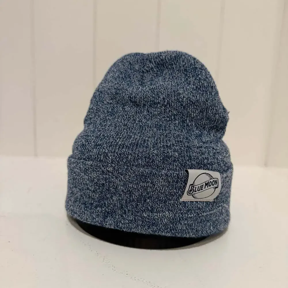 Blue Moon Beanie Blue White Heather Knit Cuffed Hat